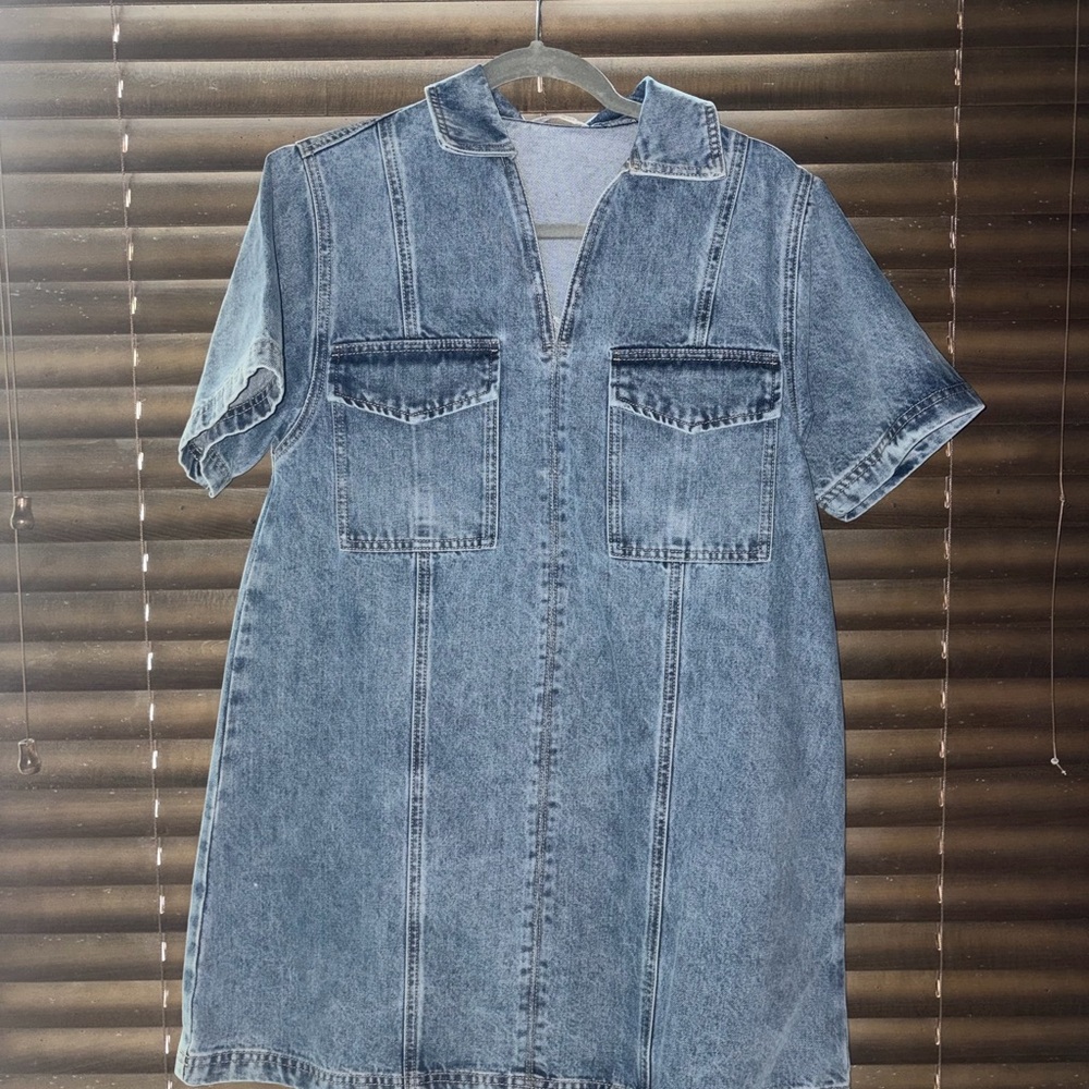 Denim Mini Dress - Blue Wash